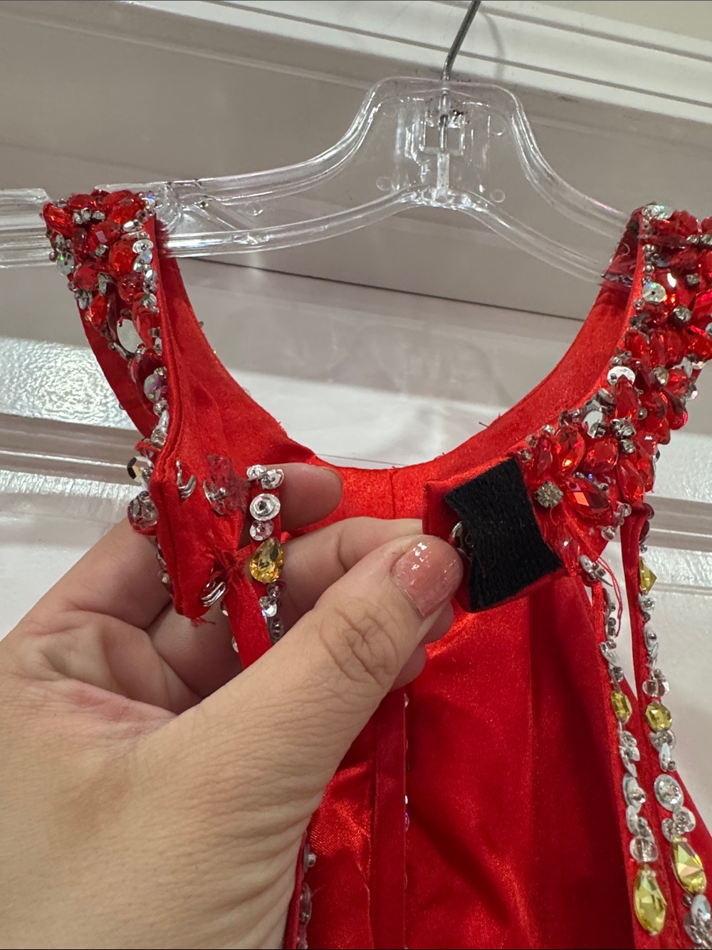 Mari Lee by Madeline Gardner Red Beaded Halter Prom Dress/ Evening Gown formal - Picture 11 of 16